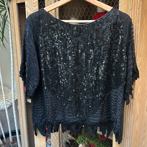 VIntage Swee Lo Sequin Beaded Silk Blouse - Picture 9 of 12